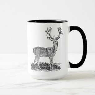 Antik Geweih Hirsch Retro Vorlage 1800er Jahre Tasse