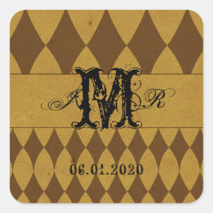 Antik Gold Diamond Harlequin Monogram Sticker