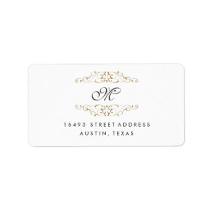 Antik Gold Geblüht Monogram-Adressetiketten Adressaufkleber