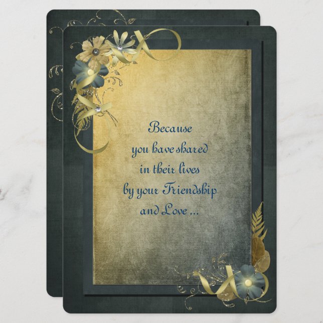 Antik Gold Hochzeit Vow Erneuerung Einladung (Vorne/Hinten)