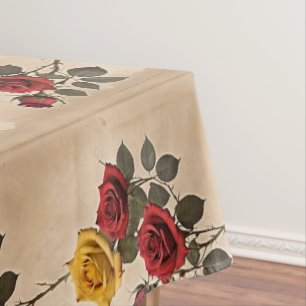 Antik inspirierte rote und gelbe Rosen Tischdecke