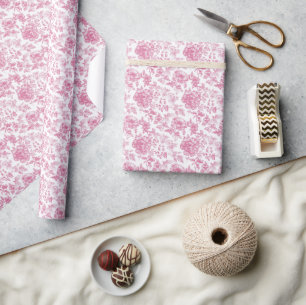 Antik inspirierter Rosa Landhausstil Rosa Blumenmu Geschenkpapier