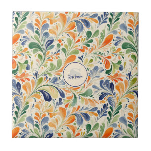 Antik inspiriertes, farbenfrohes Paisley-Blattmust Fliese