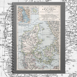 Antik Karte Dänemarks, Danmark in Dänisch, 1905 Notizblock