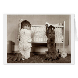 Antik - Kind und Hund beim Gebet,