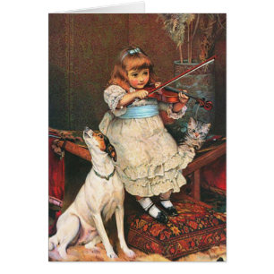 Antik - Kleine Violinistin & heulender Hund,