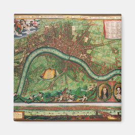 Antik London Street Map von Johannes de Ram, 1689 Magnet