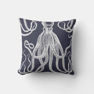 Antik-Oktopus auf Blau Kissen