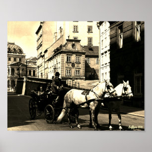 Antik Österreich Wien Dreimaderlhaus Fiaker Poster