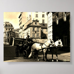 Antik Österreich Wien Dreimaderlhaus Fiaker Poster