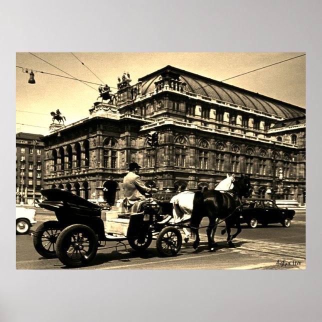 Antik Österreich Wien Fiaker Staatsoper Oper Poster (Vorne)