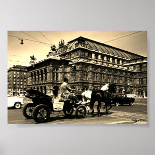 Antik Österreich Wien Fiaker Staatsoper Oper Poster