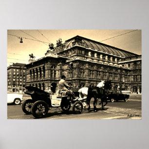 Antik Österreich Wien Fiaker Staatsoper Oper Poster