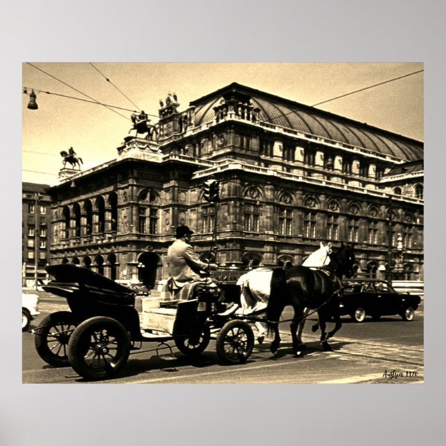 Antik Österreich Wien Fiaker Staatsoper Oper Poster (Vorne)