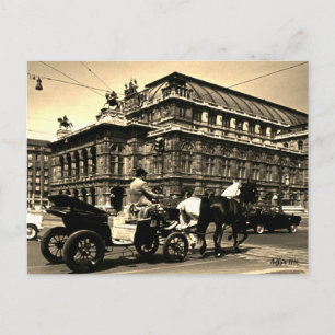 Antik Österreich Wien Fiaker Staatsoper Oper Postkarte