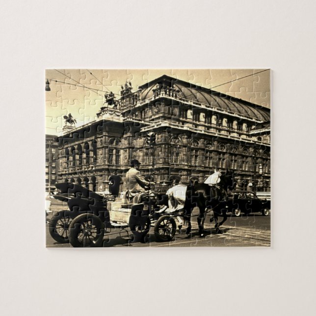 Antik Österreich Wien Fiaker Staatsoper Oper Puzzle (Horizontal)