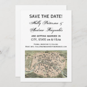 Antik Paris Karte, DIY BG V Save the Date Einladung