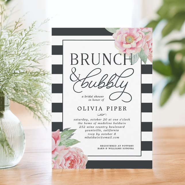 Antik Peony Brunch & Bubbly Brautparty laden ein Einladung (Von Creator hochgeladen)