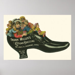 Antik-Produktetikett, Schuhcreme von Frank Miller Poster