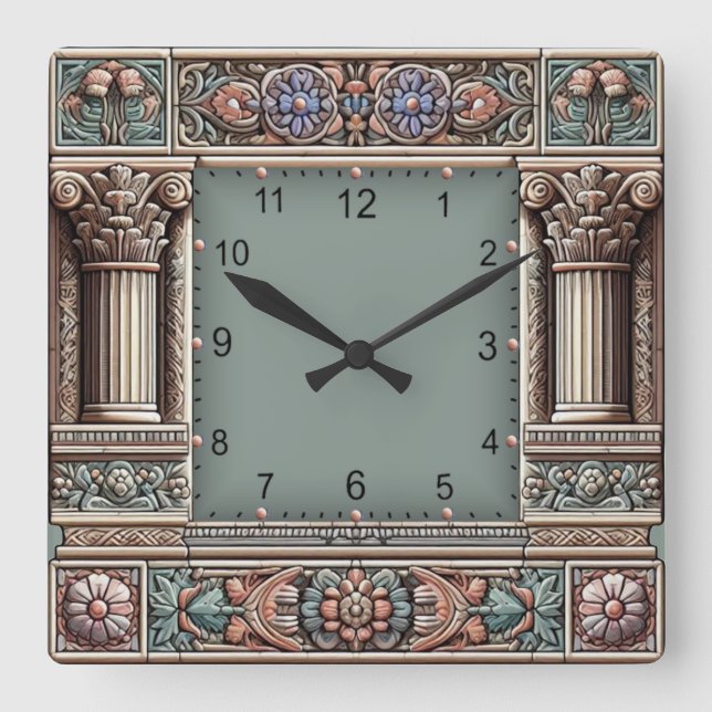 Antik Quadratische Wanduhr (Vorderseite)