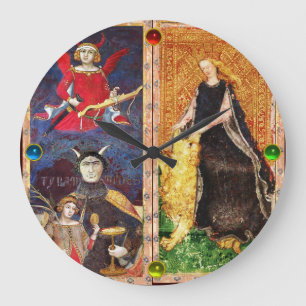 ANTIK RENAISSANCE TAROTS DER TEUFEL UND STÄRKE GROßE WANDUHR