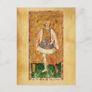 ANTIK RENAISSANCE TAROTS / PAGE DER STÄBE POSTKARTE