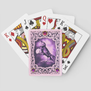 Antik Rosa Lila Schwarz Krähe Amethyst Spielkarten
