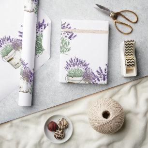 Antik-Rustikal-Lavendel-Weiß Geschenkpapier