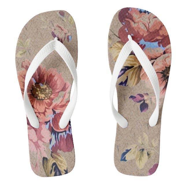Antik-rustikale Blumenmuster Flip Flops (Fußbett)