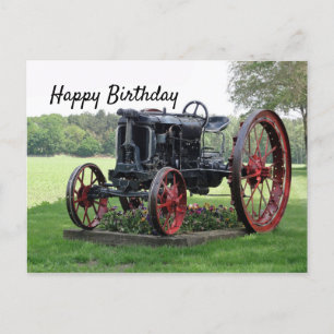 Antik-Traktor-Geburtstag Postkarte