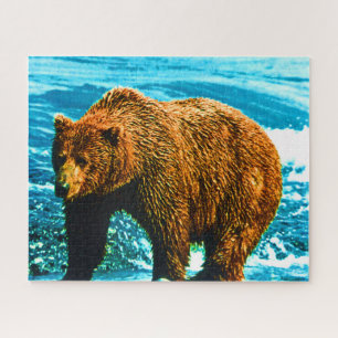 Antik USA Alaska Braunbär Puzzle