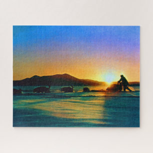 Antik USA Alaska Mitternachtssonne Schlittenhundez Puzzle