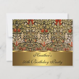 Antik viktorianisch floral Schlangenkopf 1876 Gold Einladung