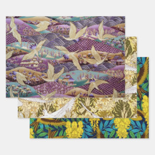 ANTIK-VOGEL-DEKOR-DRUCKBOGEN GESCHENKPAPIER SET