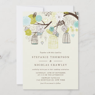 ANTIK VOGELKÄFIG BLUMEN FRÜHLINGS HOCHZEITSEINLADU EINLADUNG
