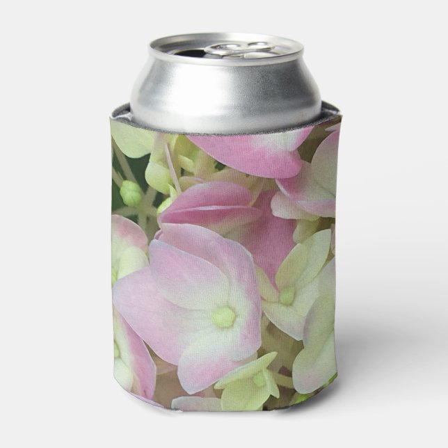 Antik Weiß und Dusty Pink Hydrangea Petals Dosenkühler (Kanne Vorderseite)