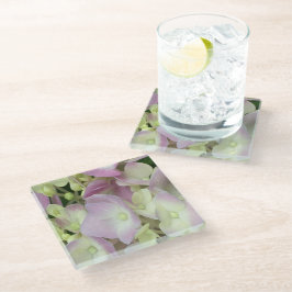 Antik Weiß und Dusty Pink Hydrangea Petals Glasuntersetzer