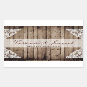 Antik weiße Spitze Hochzeitswasser Flaschenaufkleb Rechteckiger Aufkleber