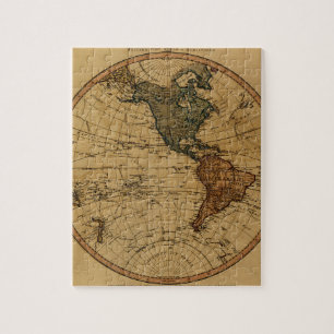 Antik William Faden 1786 Western Hemisphäre Karte Puzzle