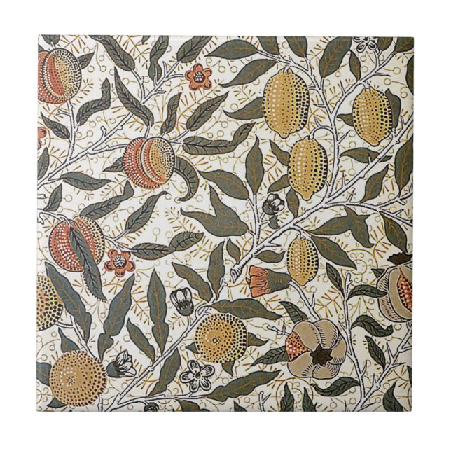 Antik William Morris Granatapfel Fliese (Vorderseite)