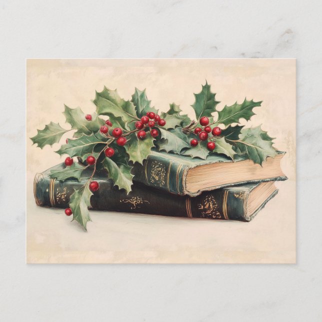 ANTIKBÜCHER MIT STECHPALMENZWEIGEN Weihnachten im  (Vorderseite)