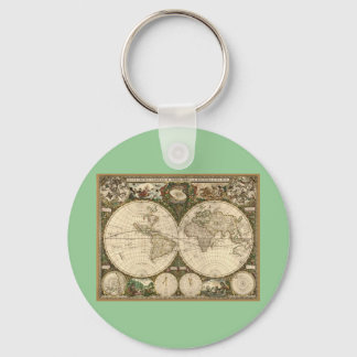Antike 1660 Weltkarte von Frederick de Wit Schlüsselanhänger