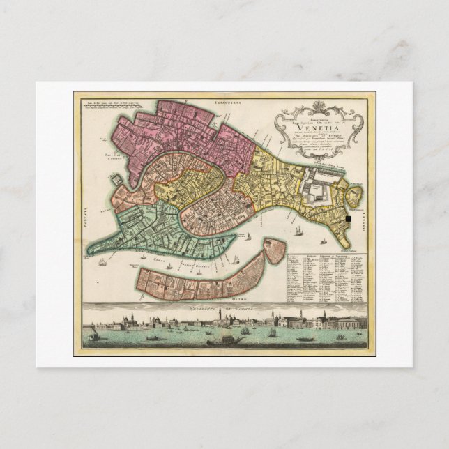 Antike 1729 Karte von Venedig, Italien, (Vorderseite)