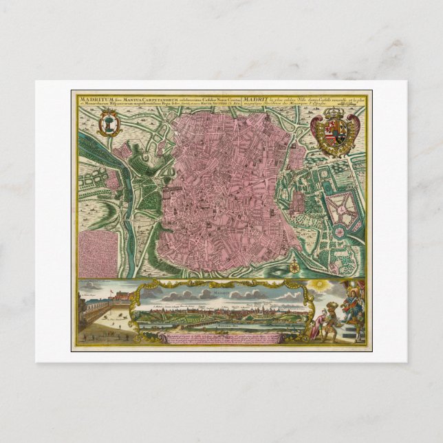 Antike 1730 Karte von Madrid, Spanien, (Vorderseite)