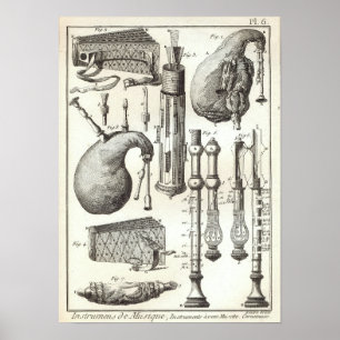 Antike 1769 Bagpipe & Wind Instruments Poster