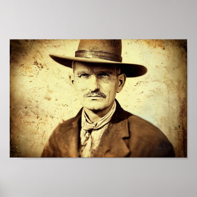 Antike 1800er Jahre Fotograf eines Cowboy Poster (Vorne)