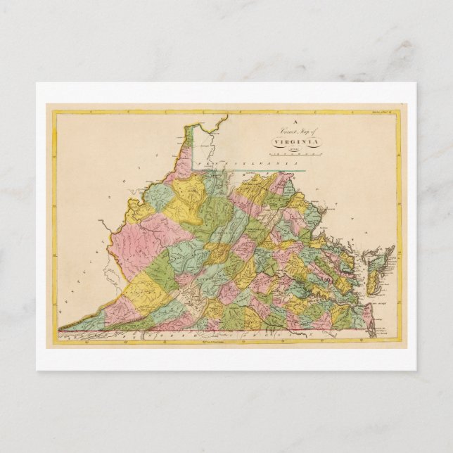Antike 1815 Karte von Virginia (Vorderseite)
