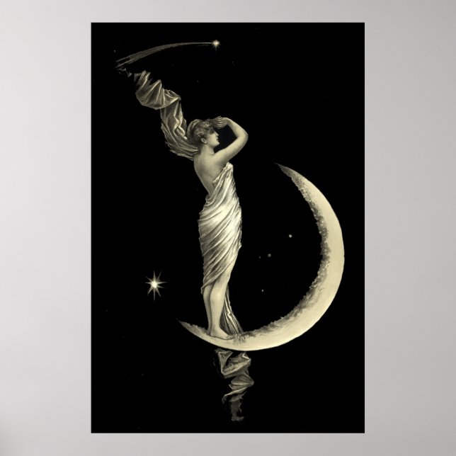 Antike 1889 Frau auf dem Mond Poster (Vorne)