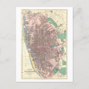 Antike 1890 Karte von Liverpool, England,