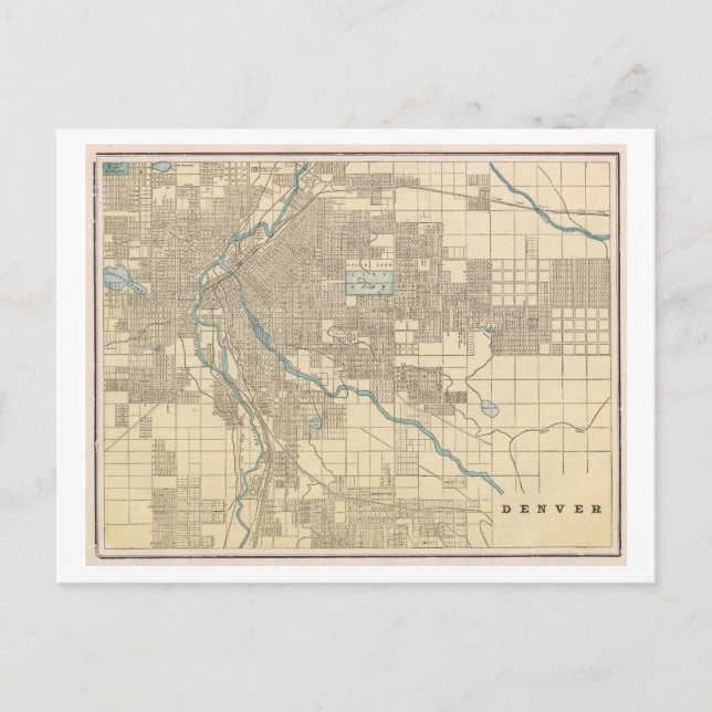 Antike 1899 Karte von Denver, Colorado (Vorderseite)